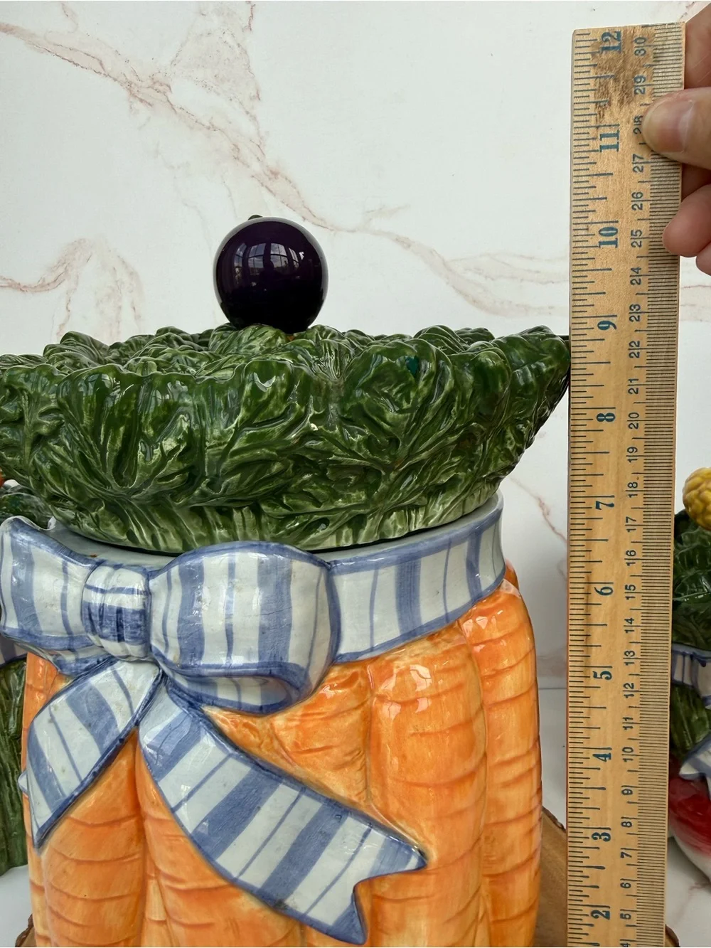 Vintage Fitz and Floyd Vegetable Bowquet Ceramic Kitchen Canister Set Majolica